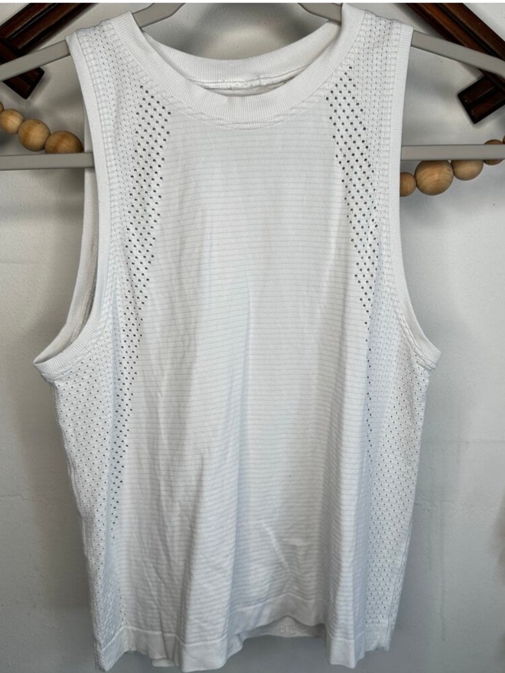 Lululemon White Fast and Free Mesh Tank
